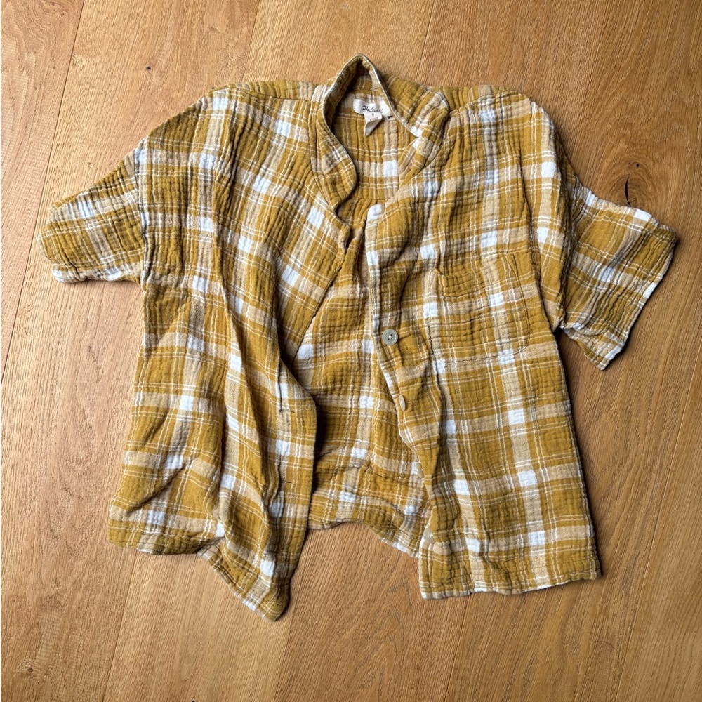 Madewell Yellow and White Casual Button Down Shirt